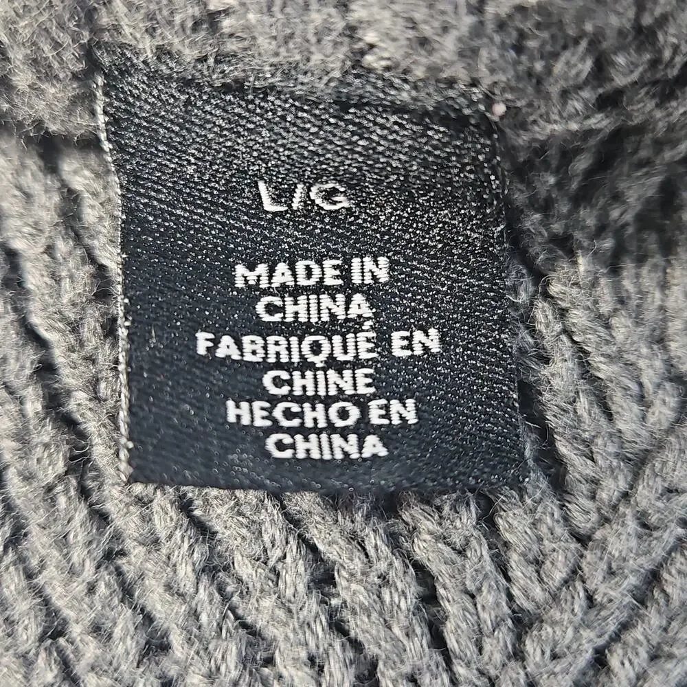 Chaps Mens Gray Pullover Sweater Mock Neck Faux Suede Trim Large